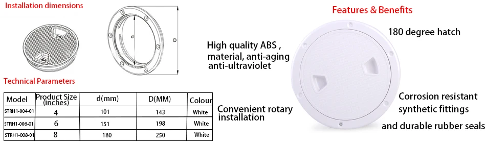 Citall 1 шт. 4/6/8 дюймов ABS белый круглый лодка морской винт из пластины контроль доступа крышка люка