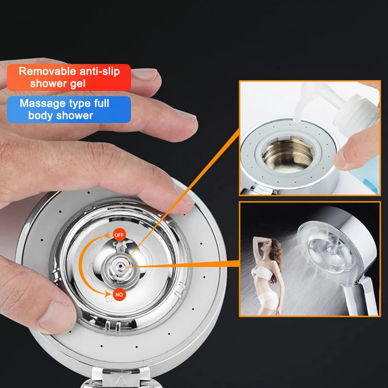 

2019 New 3 Stage Magic SPA Shower Head Bathroom Soap Chamber Energy Water Saving Head QJ888
