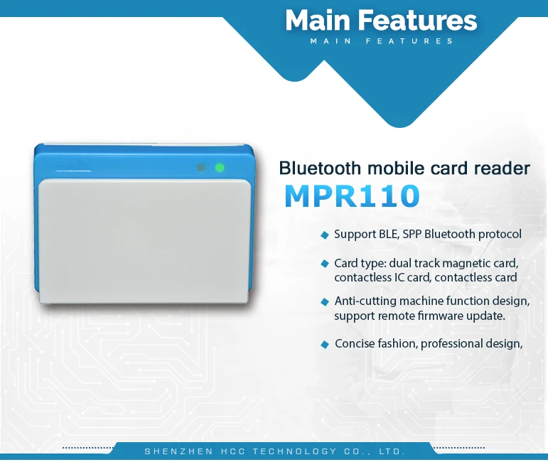 NFC/IC/MSR 3 в 1 EMV Bluetooth Мобильный Mpos кардридер MPR110