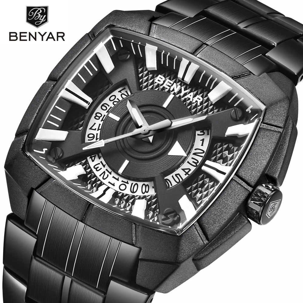 

BENYAR 2019 New Men's Watches Business Chronograph/Waterproof/Sport Watch Men Stainless Steel Wristwatch Mens Relogio Masculino