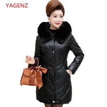 Большие размеры, пальто из искусственной кожи, женская зимняя куртка, 5XL, женская одежда среднего возраста, высококачественное теплое хлопковое пальто, K2916