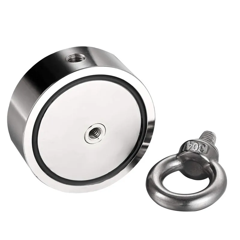 

200/300/500KG strong powerful Double Side Neodymium Metal Magnet Detector Fishing Kit with ring 10M Rope Magnetic hook #40