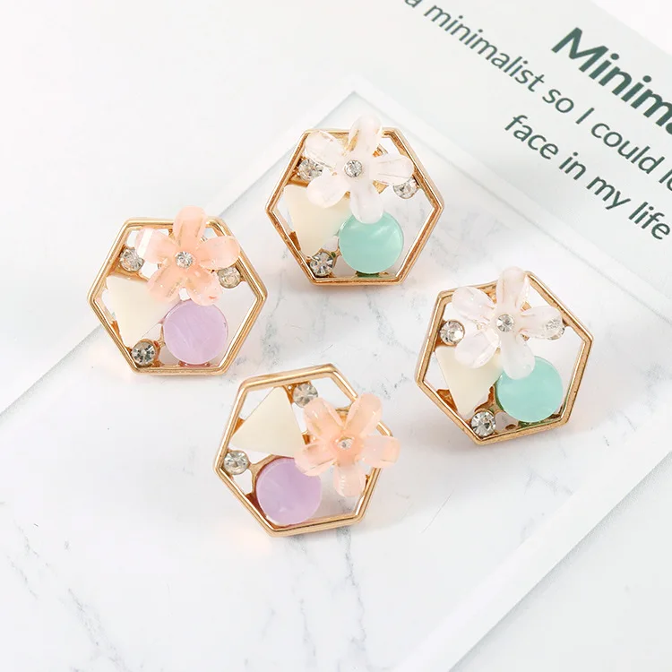 

fashion Flower crystal stud earrings sweet personality temperament earrings female