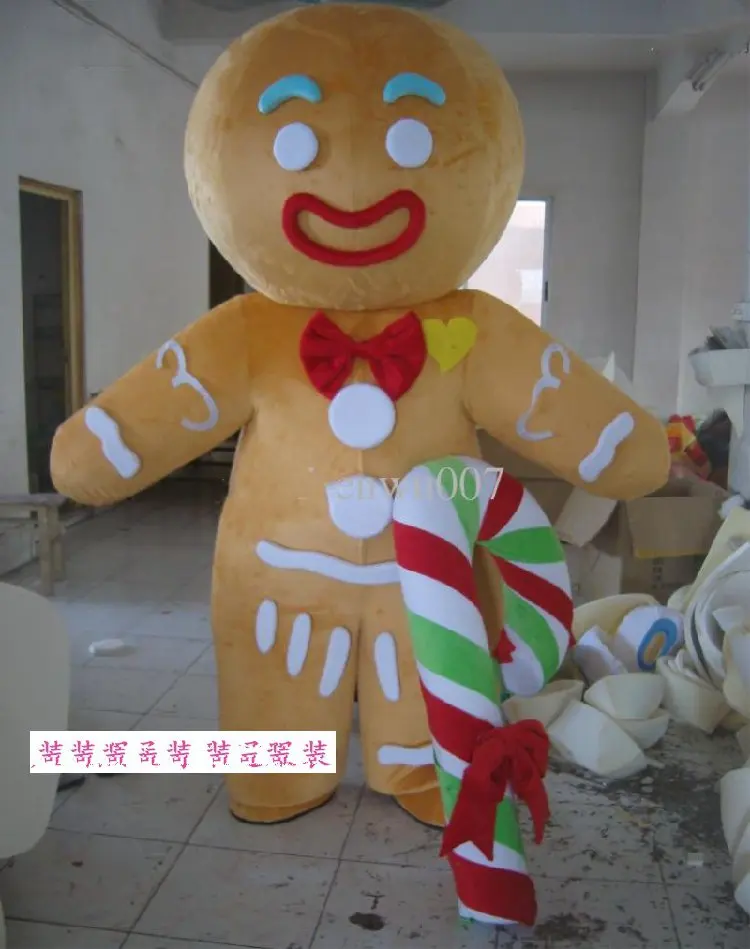 

Gingerbread Man Mascot Costumes Cartoon Apparel Birthday Party Fancy Dress Christmas Cosplay for Halloween party event