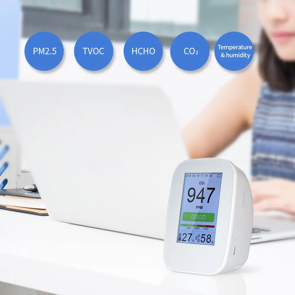 

Portable Air Quality Detector Digital PM2.5 Gas Monitor LCD TVOC Tester Instrument Meter Air Analyzers with Rechargeable Battery