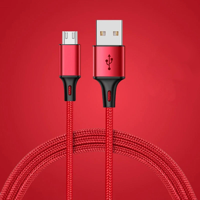 Micro USB Дата-кабель для зарядного устройства Microusb для Galaxy S5 S6 S7 huawei длинный короткий 1 м 2 м 3 м Быстрая зарядка Android мобильный телефон провод шнур - Цвет: Красный