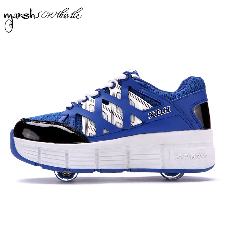 

wheels shoes roller shates shoes glowing sneaker kids boy girls invisible automatic pulley single/double wheels shoes 2X pattern