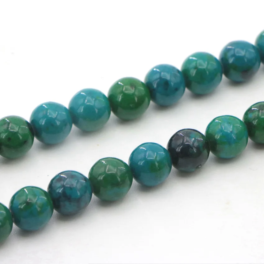 1 High Quality 4-14mm natural Dark green semi-precious Round ball Phoenix stone loose beads for DIY Fashion charms (14)