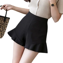 S-2XL, японские, женские, одноцветные шорты, милые, милые, для молодых девушек, высокая талия, оборки, подол, широкие, шорты для женщин, лето