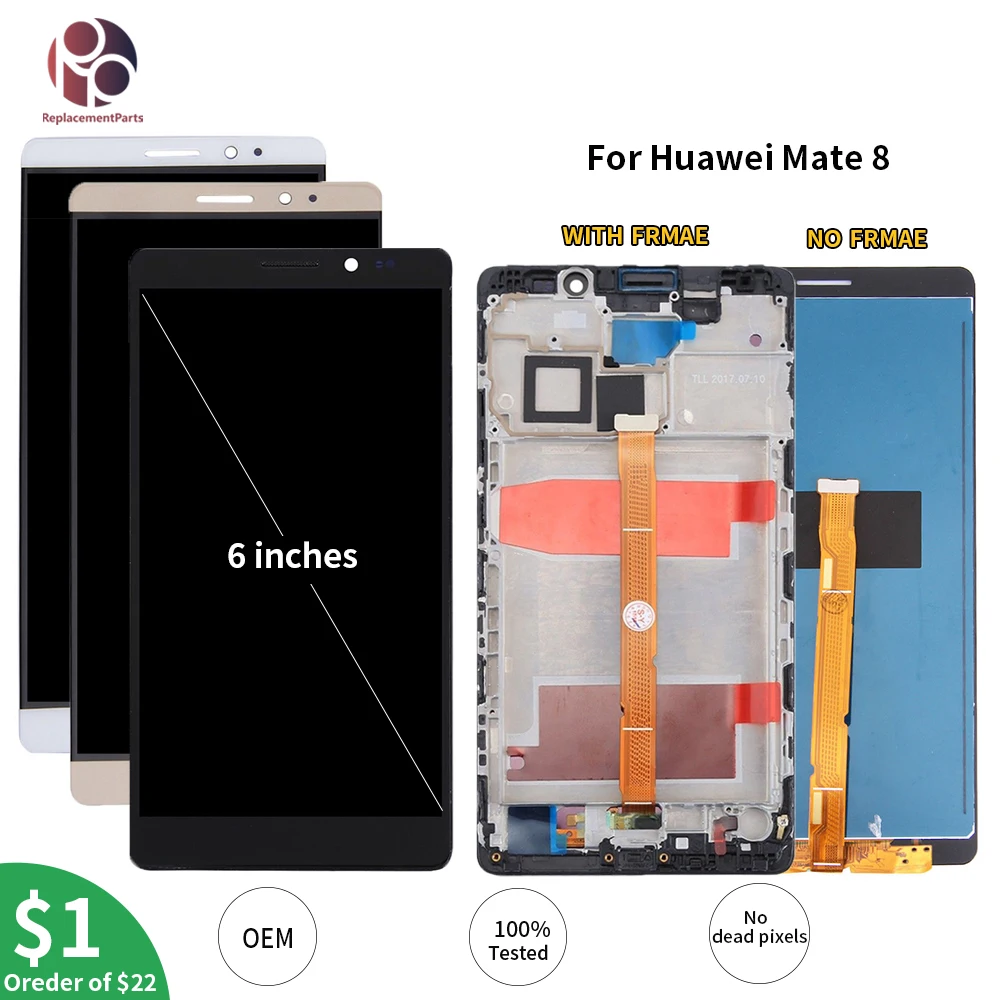 

6.0" LCD For HUAWEI Mate 8 Display Replace Touch Screen Digitizer with Frame Replacement for HUAWEI Mate 8 LCD Display NXT-L29