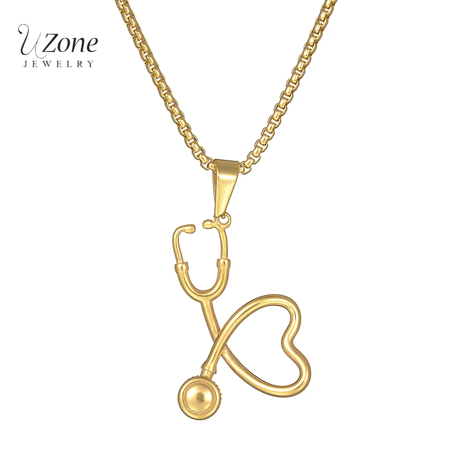 New Trendy Wedding Heart Doctor Jewelry Stethoscope Gold Color