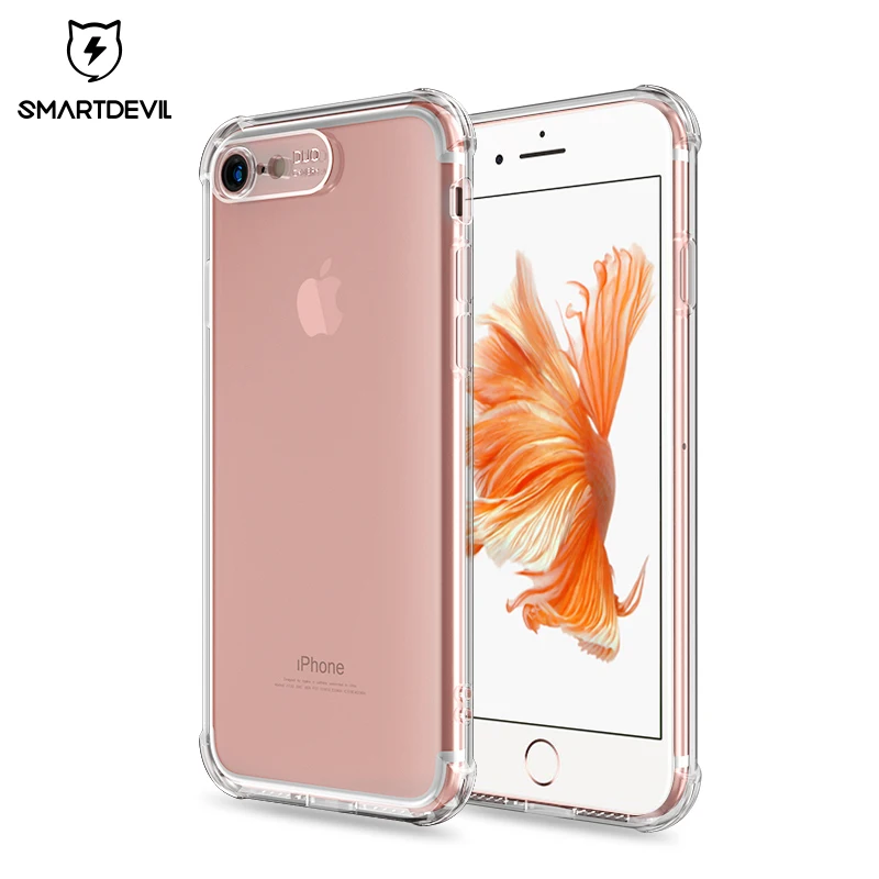 

SmartDevil Shockproof Bumper Transparent Silicone Phone Case for IPhone X XS XR XS Max 8 7 6 6S Plus Clear Protection Back Cover