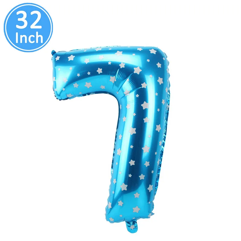 Синий Серебряный День рождения воздушные шары с днем рождения баннер 1st День Рождения украшения дети мальчик первый день рождения 1 2 3 4 5 6 - Цвет: 7