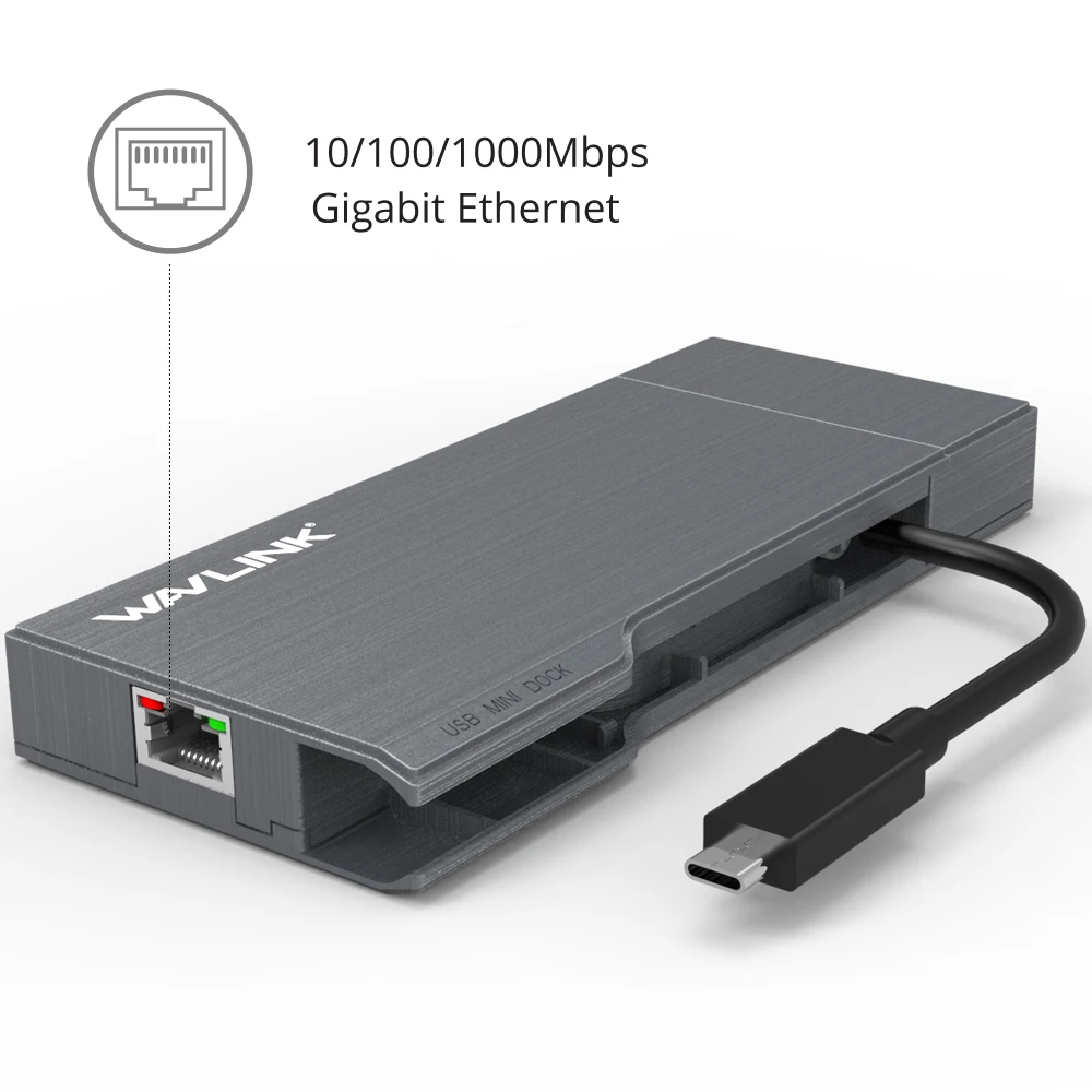 Wavlink Супер Скоростной USB C концентратор с 4K@ 30Hz HDMI кард-ридер USB 3,0 хаб гигабит Ethernet 4K HD Выход 1080P зеркало расширенный экран