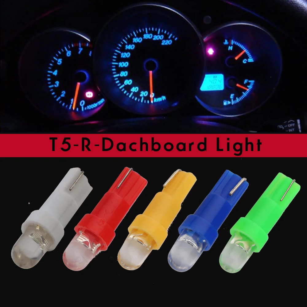 Free Shipping 10pcs/lot T5 12V LED Blue Red Green White Yellow Car Dashboard DASH Gauge Light