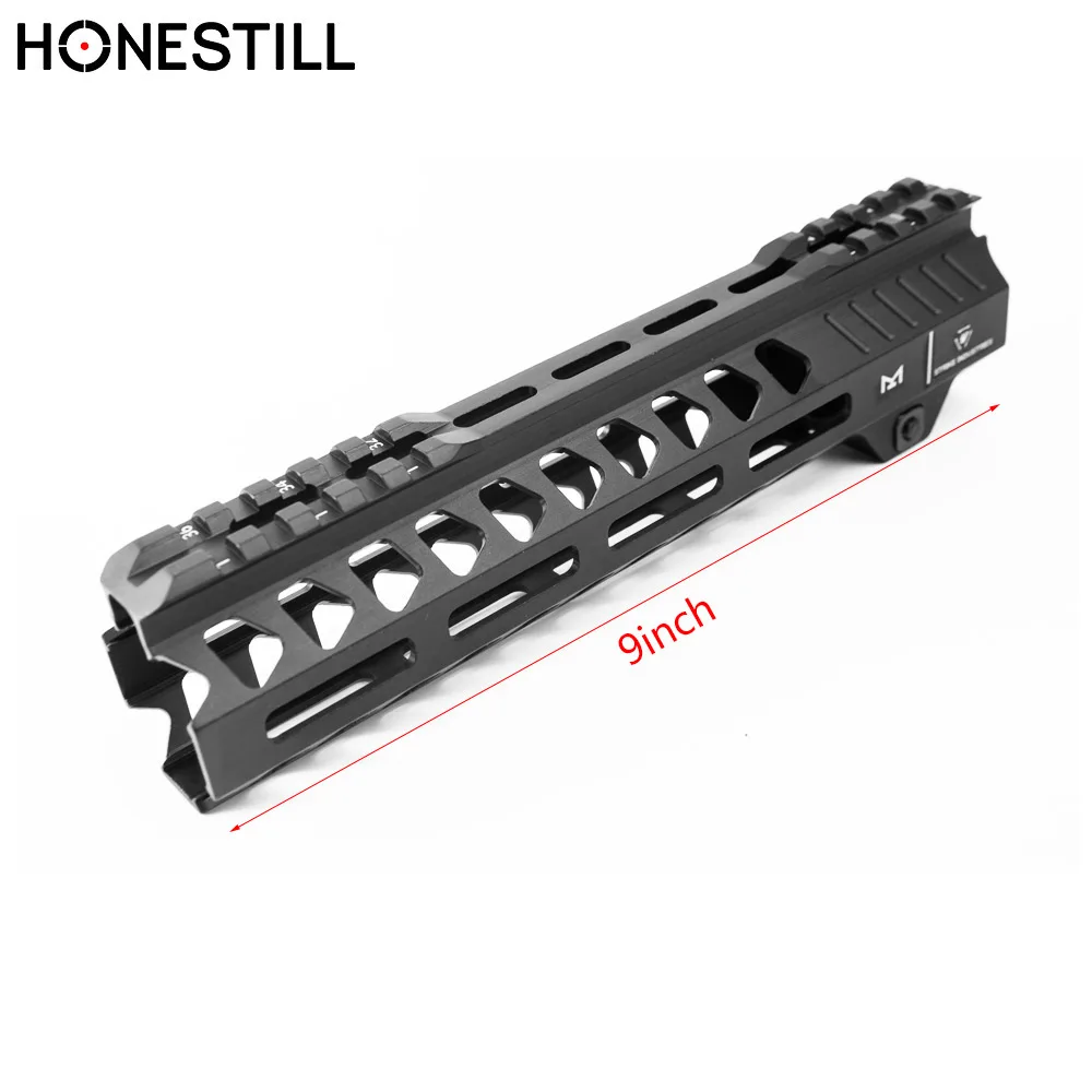 HONESTILL 9 بوصة رباعية السكك الحديدية Handguard ل AR15 شحن تعويم Keymod قطرة في السكك الحديدية ل الادسنس بندقية نطاق جبل