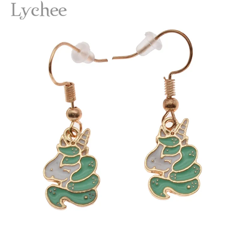 

Lychee Trendy Alloy Unicorn Enamel Female Drop Earrings Lovely Colorful Dangle Earrings Women Ear Jewelry Accessories