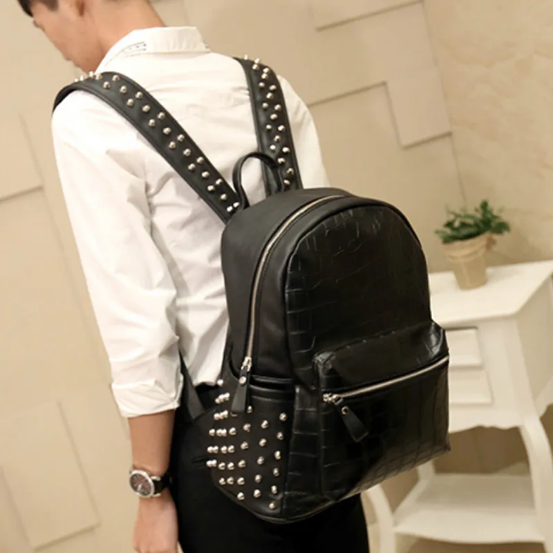 

Tidog Han edition crocodile grain rivet backpack men fashion travel backpack