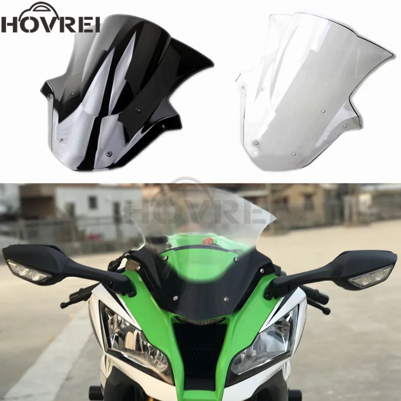 Мотоцикл двойной пузырь ветровое стекло для KAWASAKI Ninja ZX10R ZX-10R 2011 2012 2013 ветровые дефлекторы черный прозрачный