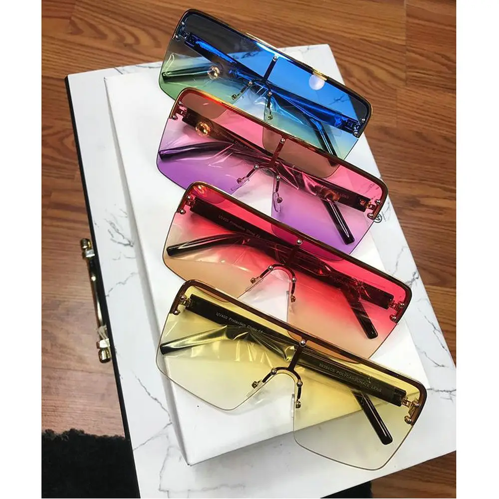 

MINCL 2019 new color Flat Top Square Sunglasses Celebrity Oversize Women Gradient Glasses Men Brand Designer Men's Sunglasses NX