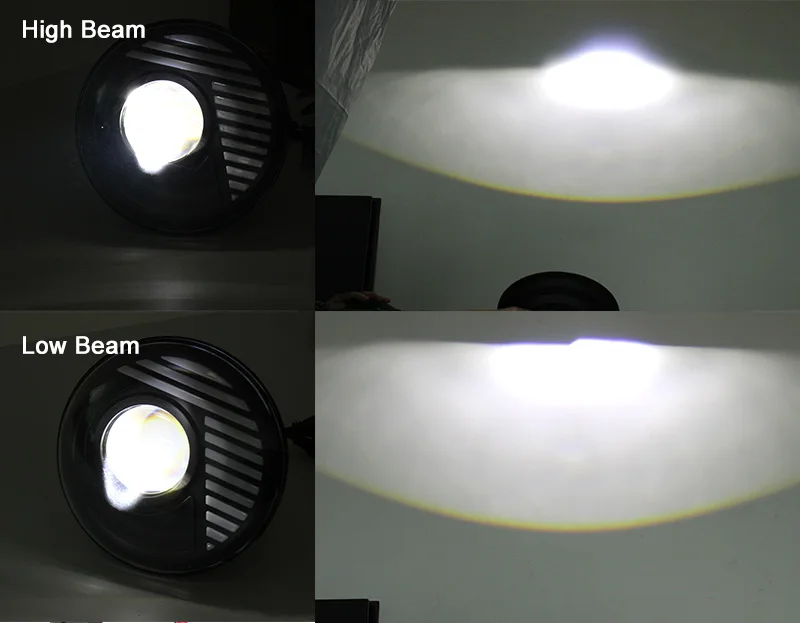 FADUIES 7 Inch LED Headlight H4 High Low Beam With Halo Angel Eyes For Lada 4x4 urban Niva Jeep JK Land rover defender Hummer  (7)