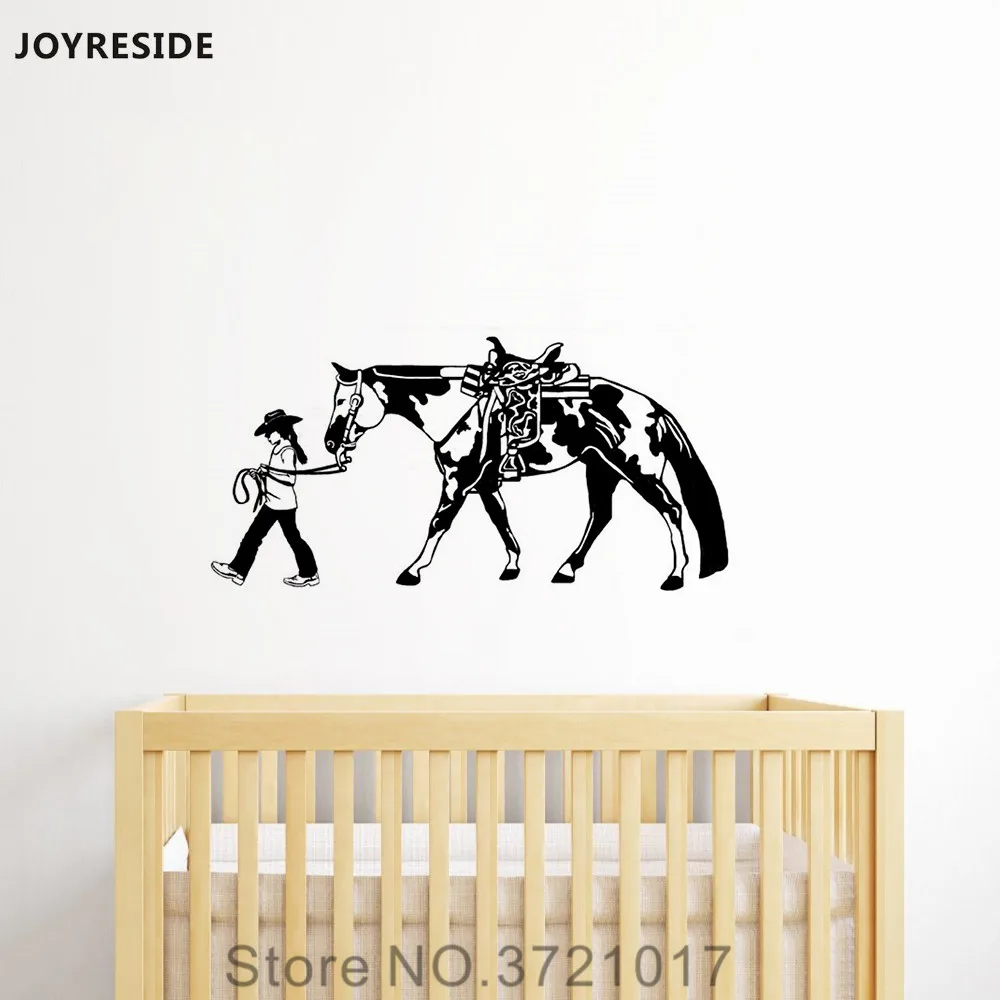 Us 6 67 25 Off Joyreside Horse And Rider Sticker Wall Decal Vinyl Nursery Decor For Kids Home Bedroom Teen Dorm Room Decoration Mural Xy201 In Wall