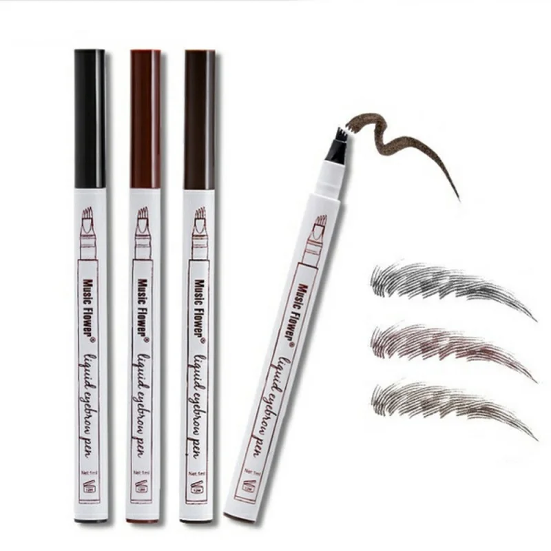 

3 Colors Microblading Eyebrow Tattoo Pen 4 Head Fine Sketch Liquid Eyebrow Pencil Waterproof Tattoo Eye Brow Pen Smudge-proof