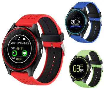

10pcs Bluetooth Smart Watch V9 w/ SIM men women sport smartwatch for apple IOS Android Samsung phone PK DZ09 A1 GT08 watches