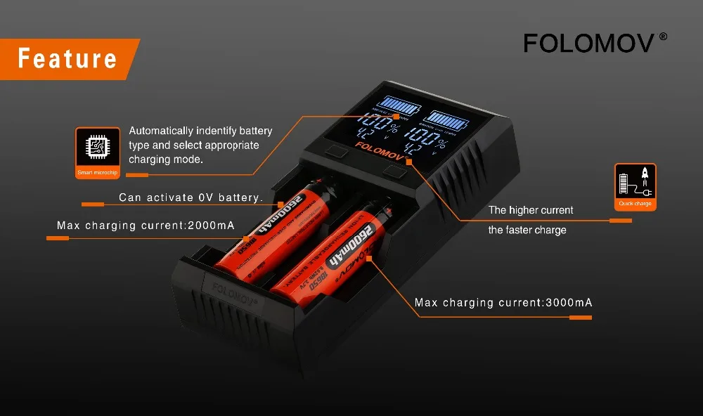 Folomov A2/Folomov A4 Интеллектуальное Быстрое Зарядное устройство Li-ion/LifePO4, NiMH/NiCd зарядное устройство