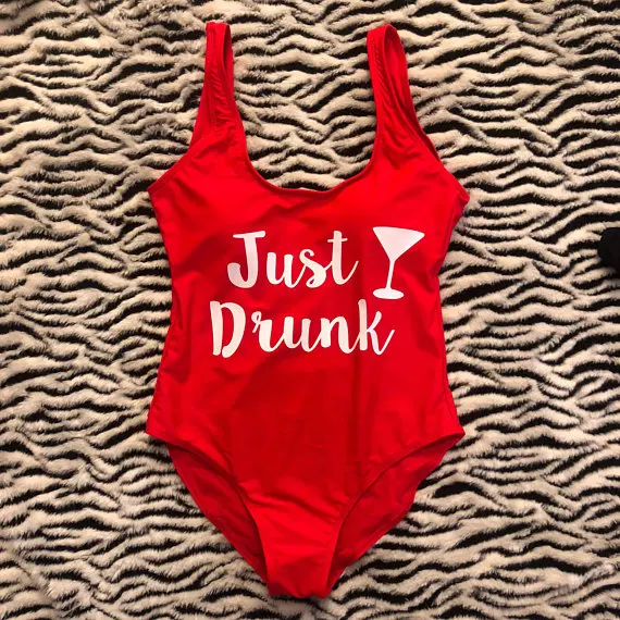 CUSTOMIZE Drunk In Love Just Drunk Bride Bridesmaid swimsuit Bathing Suits Honeymoon Bachelorette Swimwear Party gifts