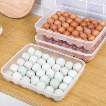

34 Grid Single-Layer Egg Box Basket Organizer Plastic Egg Food Container Household Storage Box Transparent Case Egg Box