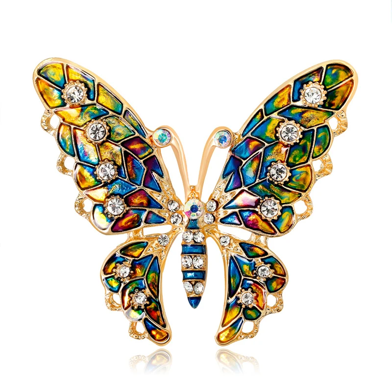 High Quality Simple Rhinestone Drop Oil Butterfly Brooch Wild Insects Pin Badge Scarf Buckle Ladies Fashion Decorations Gifts | Дом и сад