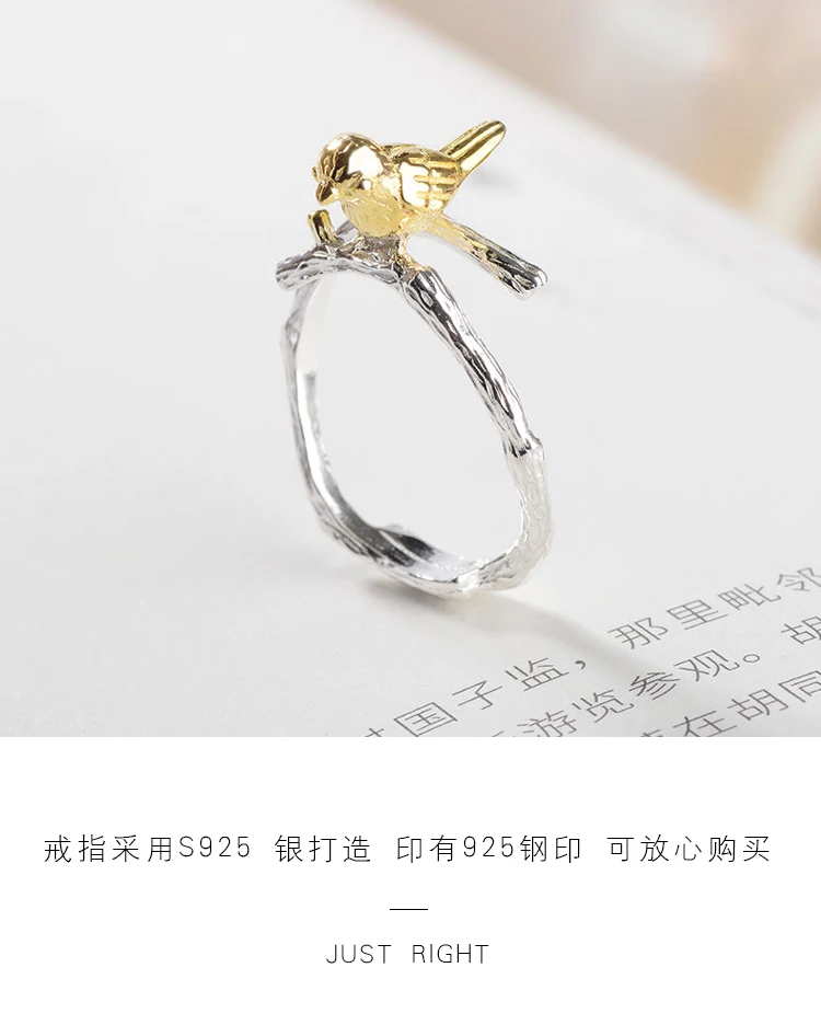 Мода Стиль 925 пробы серебряные кольца птицы для Для женщин Регулируемый Размеры Обручение кольца для девочек Подарки вечерние украшения Anillos
