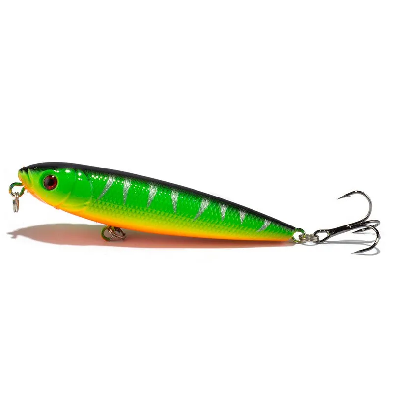

8CM 9G Lowest Price Pencil Fishing Lures 3D eyes Treble Hooks Plastic Wobbler Artificial Hard Bait Fishing Tackle