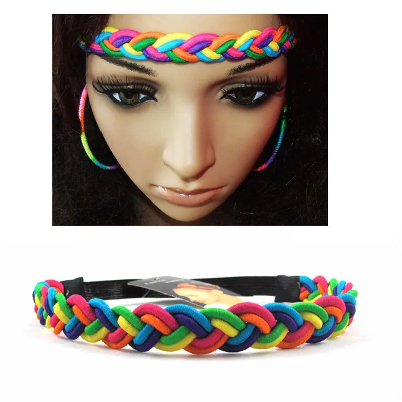 

European Colorful Elasticity Twist Hairbands For Women Rainbow Elastic Hair Bands Bandanas Girls Indian Design Hair Accessories