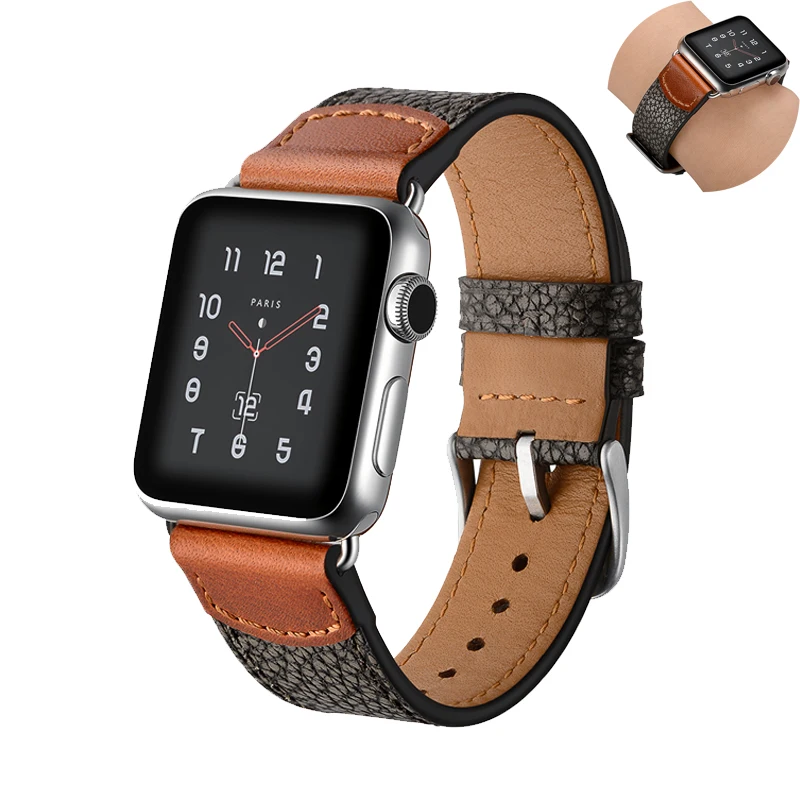 

high quality leather strap for apple watch band 4 44mm 42mm 38mm bracelet Stone pattern watchband for iwatch series 3/2/1 belt
