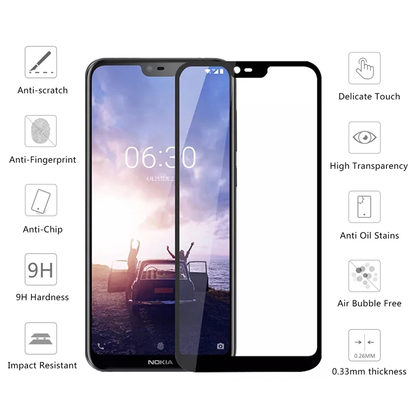 

9H Toughened Screen Protector For Nokia X71 3.2 8.1 7.1 5.1 3.1 Plus Tempered Glass For Nokia 5 6 8 7.1 9 Film Glass Full Cover