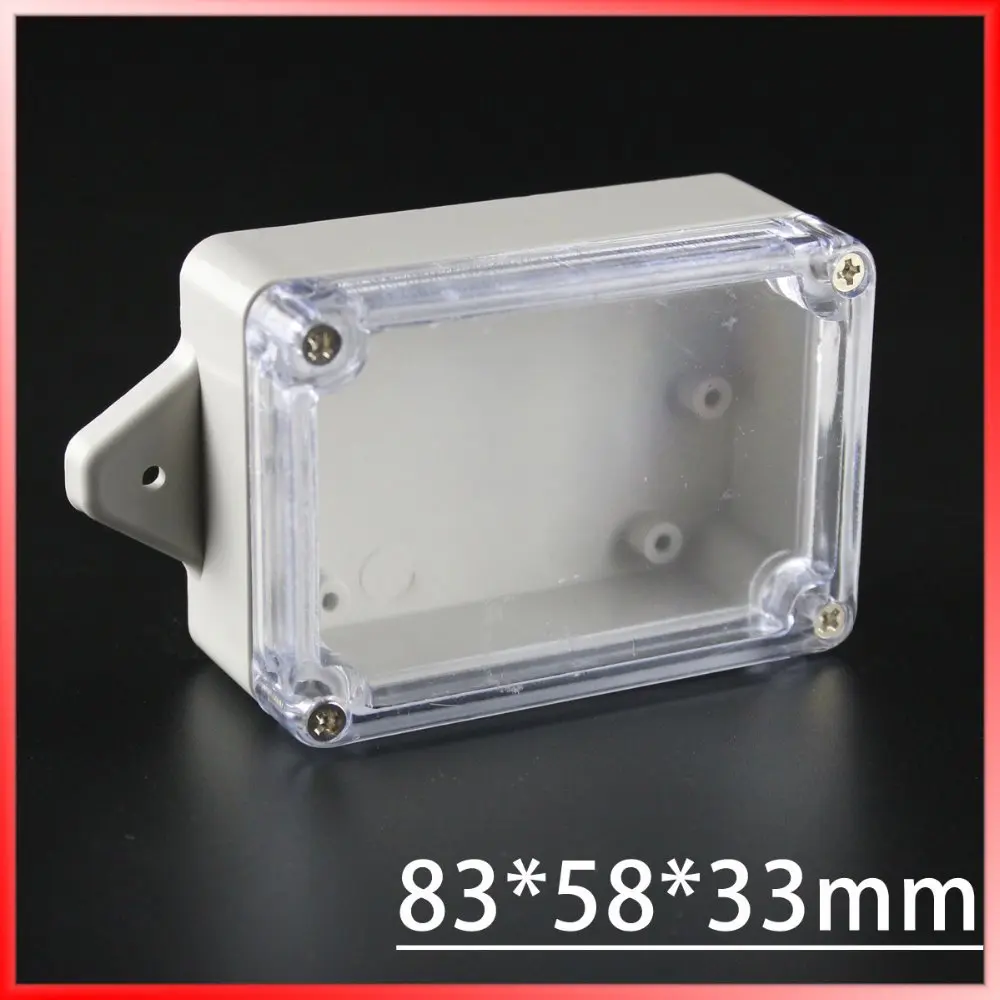 

(1 piece/lot) 83*58*33mm Clear ABS Plastic IP65 Waterproof Enclosure PVC Junction Box Electronic Project Instrument Case