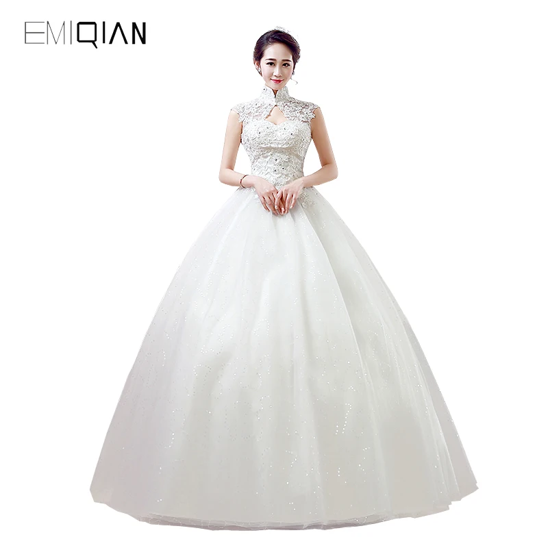 Freeshipping Original Design A Line Sequined Tulle Bridal Gowns