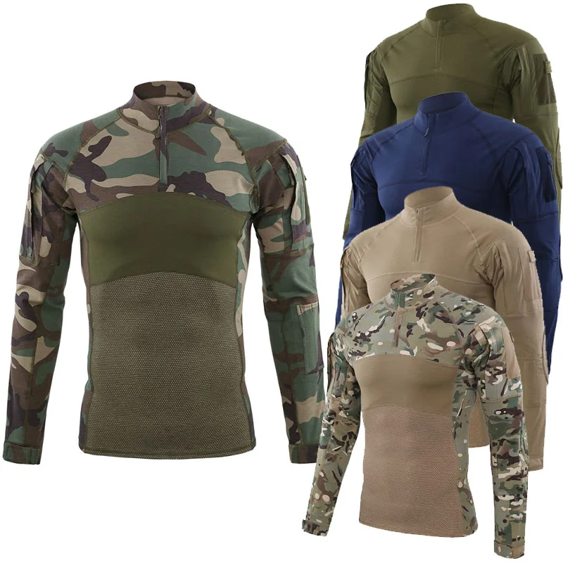 

2019 Outdoor Camouflage Tactical T-shirt Airsoft Paintball Men Combat Military Army Shirts Uniform for Hiking Hunting Fishing