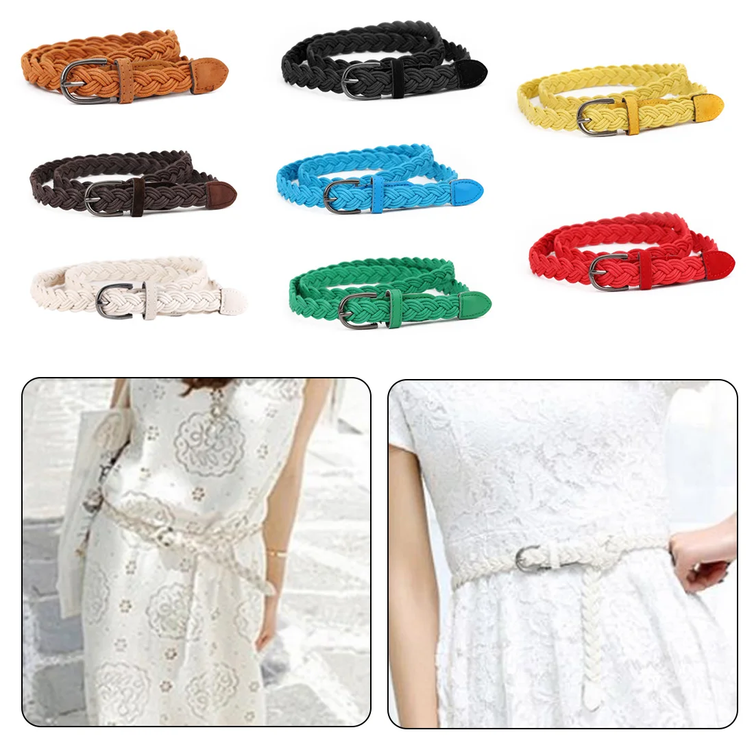 

Female Belt For Dress High Quality Ceinture Femme 2019 NEW Style Womens Belt Brief Knitted Candy Colors Hamp Rope Braid Belt