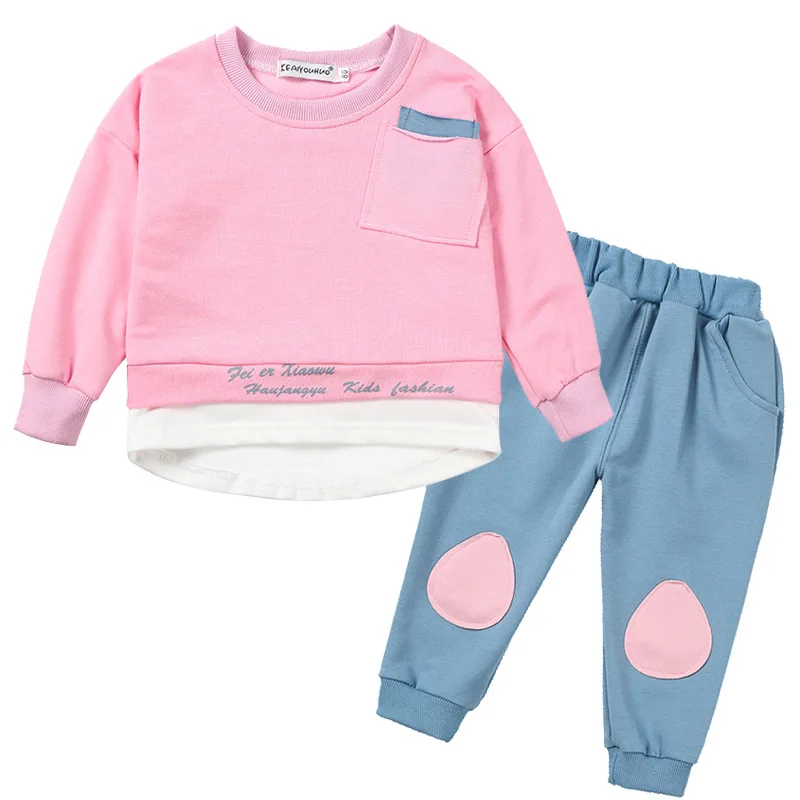 Baby Boys Clothes Autumn Winter Baby Girls Clothes Set 2pcs Outfit Baby Costume For Baby Suit Infant Clothing Sets 0-5 Yrs - Цвет: pink