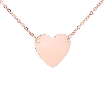 

50PCS/Lot Gold Rose Gold Tone Stainless Steel Cute Heart Blank Dog Tag Pendant