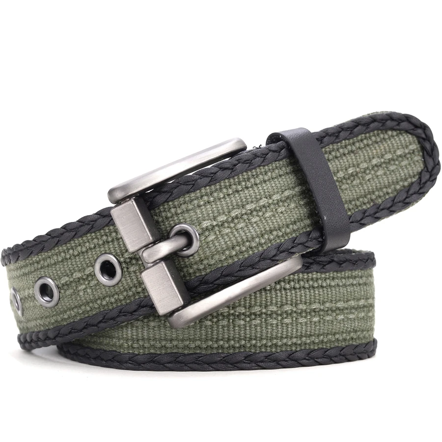 Woven Belt Fashion Canvas Belts For Men Outdoor Woven Pin Buckle Belts