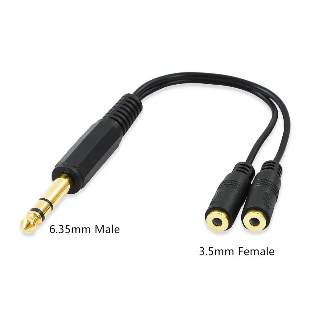 

Onvian Headphone Splitter Audio Cable for Computer Jack 6.35mm Male to Dual 3.5mm Female 3 Pole TRS Audio Y Splitter Cable