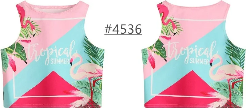 Для женщин топы 2018 солнце цветок лотоса Ангел Фламинго с печатным рисунком Slim Fit Танк тощий жилет для девочек короткие Дизайн cami