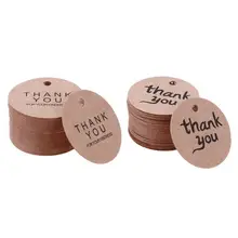 ALLOYSEED 100 шт Круглые крафт-бумажные бирки DIY Свадебный декор для вечеринки Спасибо Этикетки Подарок багаж цена бирка книжная Закладка Etiqueta
