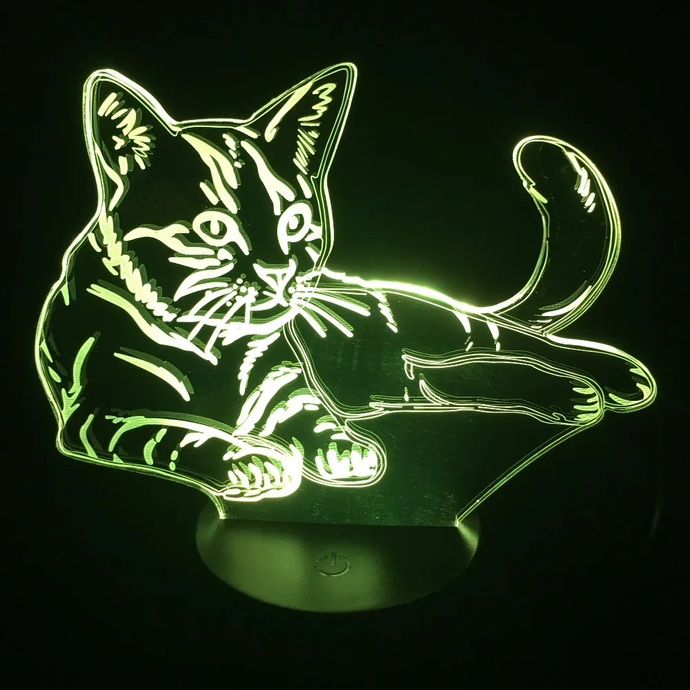 Luzes da Noite bonito gato deitado quarto candeeiro Colors : 7 Colors Change