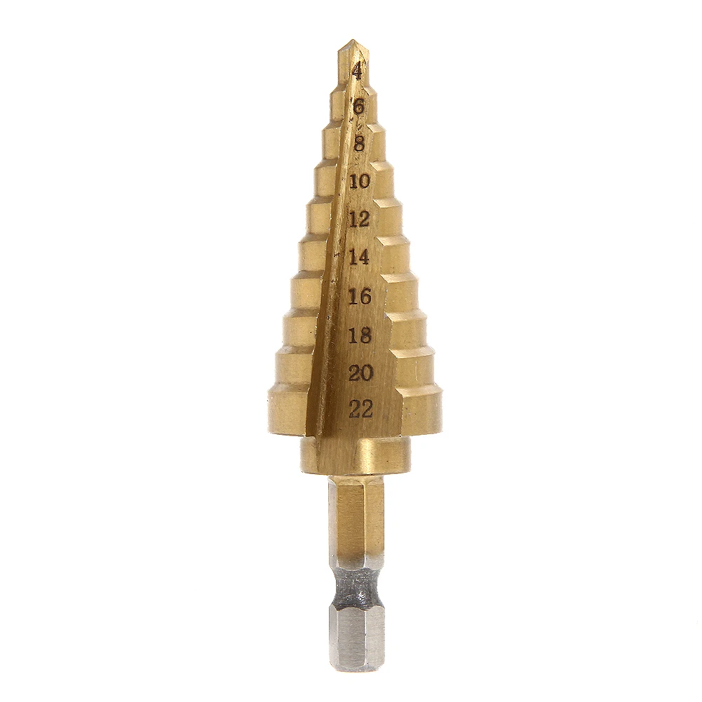 

1PC 4-22MM HSS 4241 Hex Titanium Step Drill Cone Drill Bit Hole Cutter for Sheet Metal Wood Drilling Power Tools
