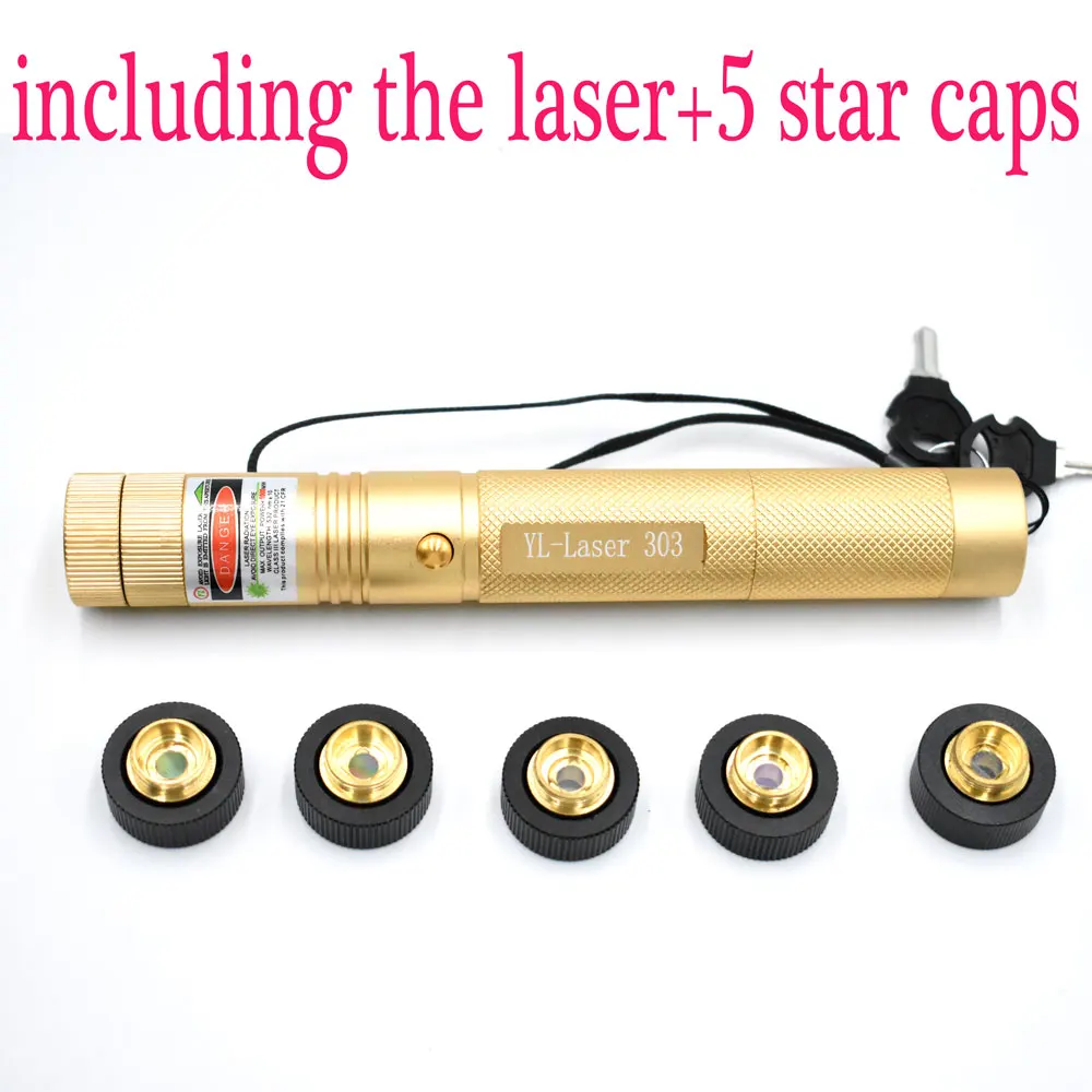 Горящая лазерная указка высокой мощности охотничий зеленый лазер Тактический лазерный прицел ручка 303 laserpen power ful laserpointer фонарик - Цвет: gold-fh